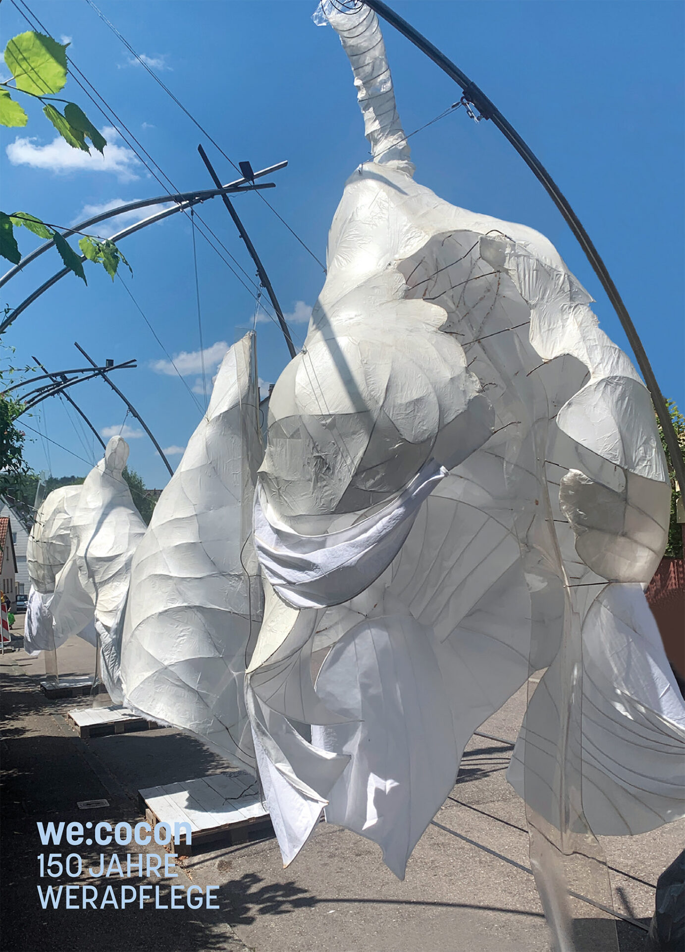 Weiße Kokons vor blauen Himmel Weiße Kokons vor blauen Himmel